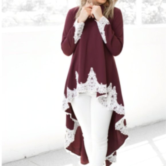 *One Left* Red High Low Blouse - Picture 5 of 5